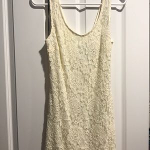 Ivory dress lace overlay shorter ivory underneath